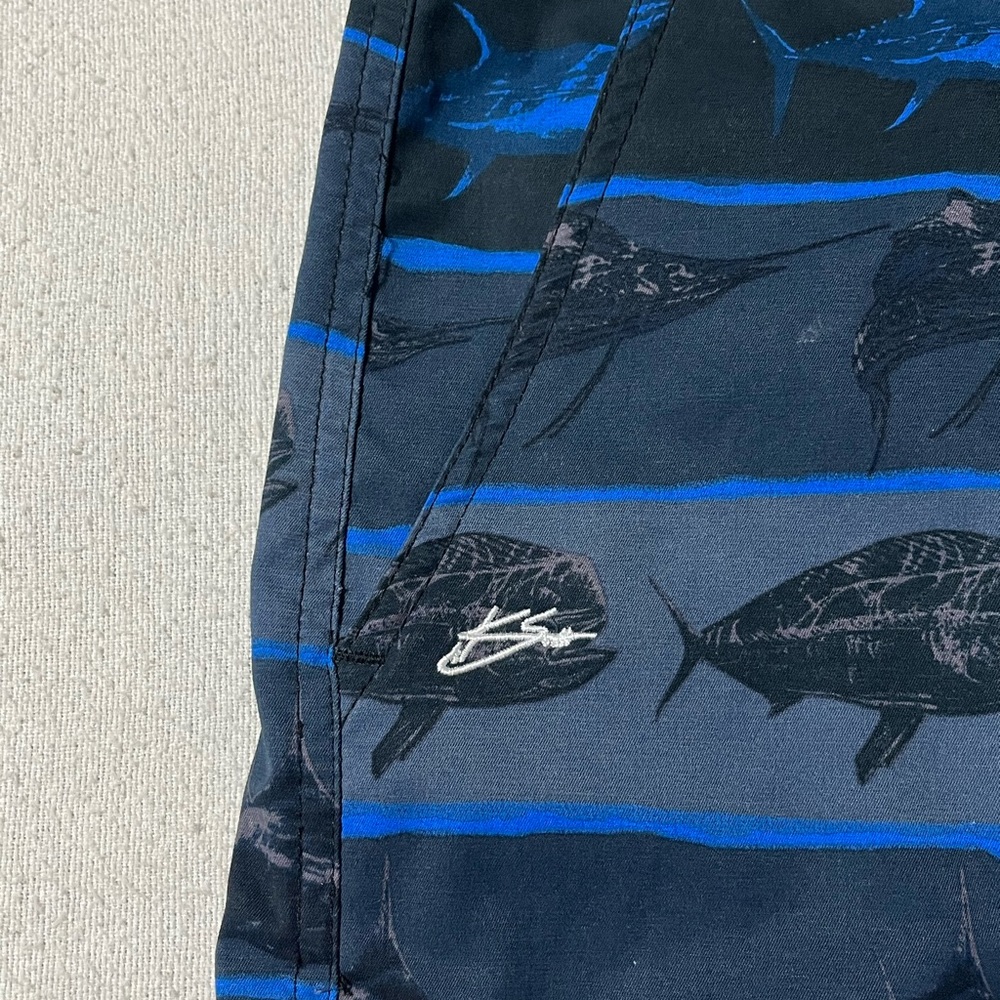 Huk Performance‎ Mens 36 Fishing Blue Graphic Board Shorts - Picture 8 of 10